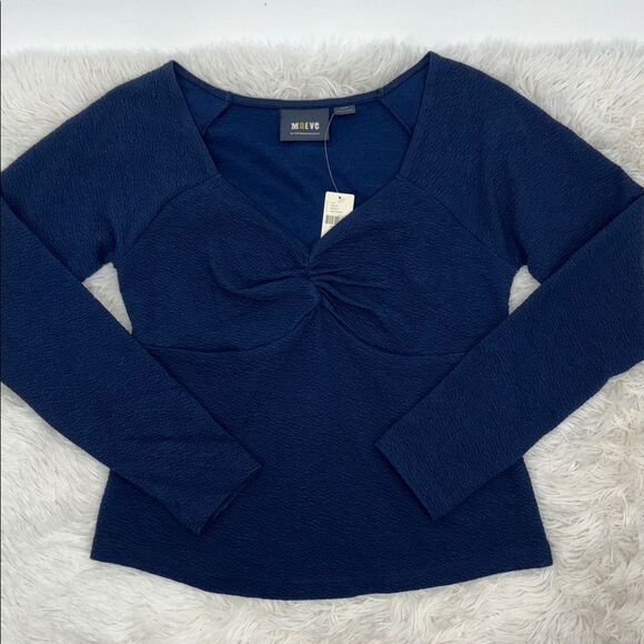 Maeve Anthropologie Dark Blue Long Sleeve Shirt Sweetheart Top New With Tags - Picture 15 of 15